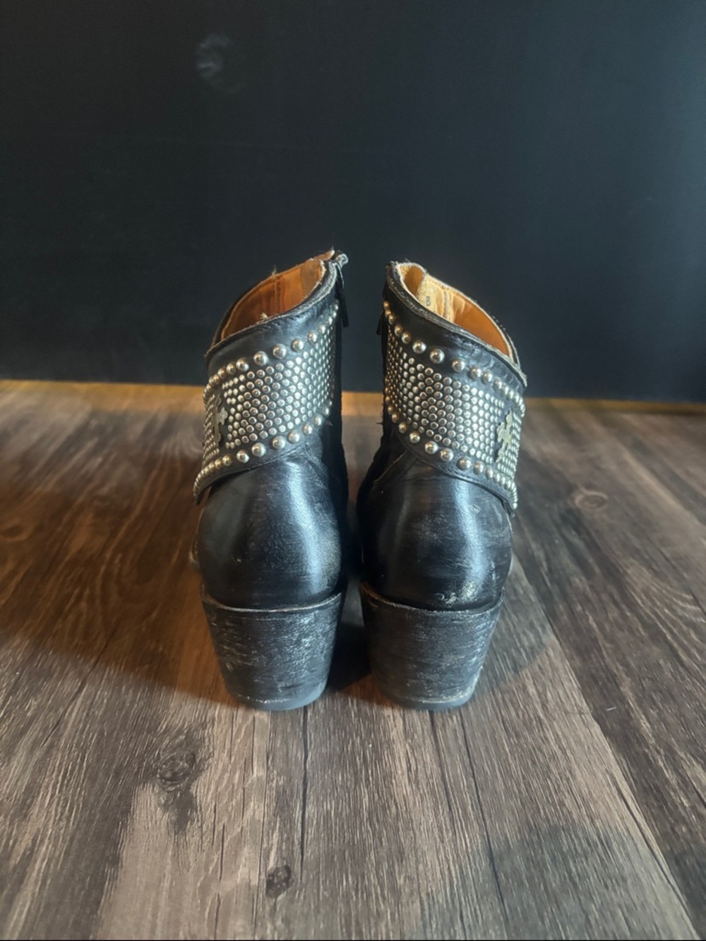 Old Gringo Black Studded Western Ankle Boots - Picture 5 of 5
